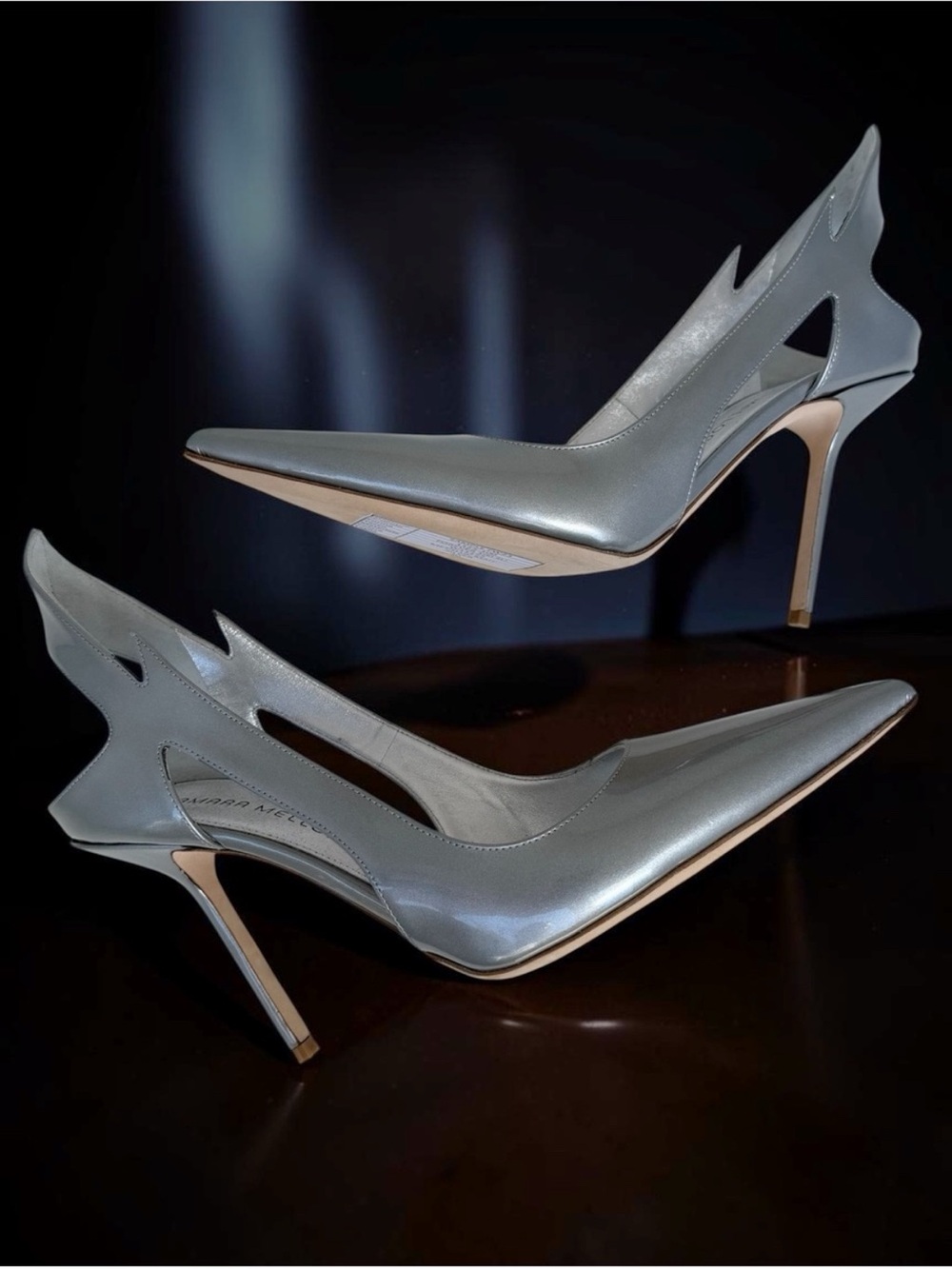✨Exclusive✨Tamara Mellon FW23 Glare Lightning Bolt Metallic Silver Sample Sz 40 - Picture 12 of 13